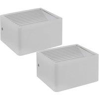 Loops 2 PACK IP44 Outdoor Wall Light White Aluminium 6W Built in LED Porch Lamp