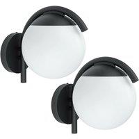 Loops 2 PACK IP44 Outdoor Wall Light Black & Diffused Shade 1x 28W E27 Porch Lamp