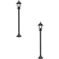 Loops 2 PACK IP44 Outdoor Bollard Light Black Cast Aluminium 60W E27 Tall Lamp Post