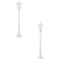 Loops 2 PACK IP44 Outdoor Bollard Light White Aluminium Lantern 60W E27 Lamp Post