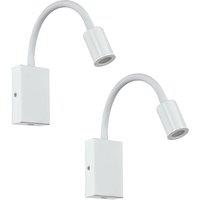Loops 2 PACK Wall Light Colour White Steel & Plastic Rocker Switch LED 3.5W Included