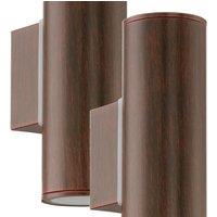 Loops 2 PACK IP44 Outdoor Wall Light Antique Brown Steel Up & Down Lamp 1x 60W E27 in Metallics