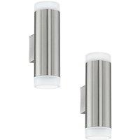 Loops 2 PACK IP44 Outdoor Up & Down Wall Light Stainless Steel 3W GU10 Porch Lamp in Metallics