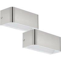Loops 2 PACK Wall Light Colour Satin Nickel Front Cover Box Structure LED 10W Included in Metallics