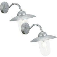 Loops 2 PACK IP44 Outdoor Wall Light Zinc Plated Steel 1x 60W E27 Porch Lamp in Metallics