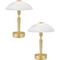 Loops 2 PACK Table Lamp Brass Matt Touch on & Off-Shade White Satinized Glass E14 60W