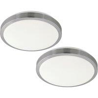 Loops 2 PACK Wall Flush Ceiling Light White Shade White Satined Nickel Plastic LED 23W in Metallics