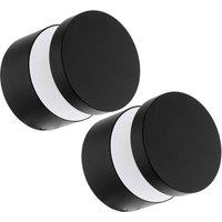 Loops 2 PACK IP44 Outdoor Wall Light Black Aluminium Round 11W LED Porch Lamp