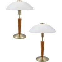 Loops 2 PACK Table Lamp Bronzed Nut Touch On & Off-Shade White Satin Glass E14 1x60W