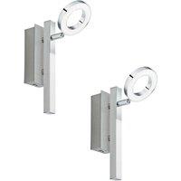 Loops 2 PACK Wall Spot Light Aluminium Chrome Shade Satined Plastic LED 1x3.2W 1x2.2W