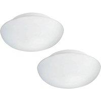 Loops 2 PACK Wall Flush Ceiling Light Colour White Shade White Glass Opal Matt 2x E27