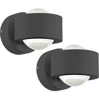 Loops 2 PACK IP44 Outdoor Wall Light Anthracite Cast Aluminium 2W LED Lamp