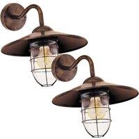 Loops 2 PACK IP44 Outdoor Wall Light Antique Copper Shade Fisherman Lamp 60W E27