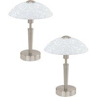 Loops 2 PACK Table Lamp Colour Satin Nickel Shade White With Decor Satin Glass E14 60W in Metallics