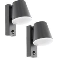 Loops 2 PACK IP44 Outdoor Wall Light & PIR Sensor Anthracite Steel 1x 10W E27 in Metallics