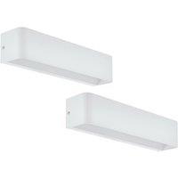 Loops 2 PACK Wall Light Colour White Oblong Box Shape Snug Fitting LED 12W Included