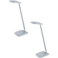 Loops 2 PACK Table Desk Lamp Colour Silver Touch On/Off Dimming LED 4.5W Included in Metallics