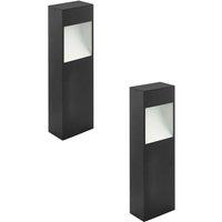 Loops 2 PACK IP44 Outdoor Pedestal Light Anthracite & White Square Post 10W LED