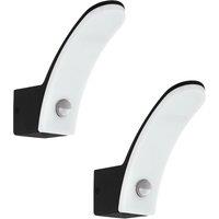 Loops 2 PACK IP44 Outdoor Wall Light & PIR Sensor Black Aluminium 11W LED