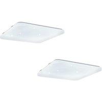 Loops 2 PACK Wall Flush Ceiling Light White Shade White With Crystal Effect LED 33.5W
