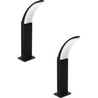 Loops 2 PACK IP44 Outdoor Pedestal Light Black Aluminium 11W LED Wall Post Lamp