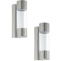 Loops 2 PACK IP44 Outdoor Wall Light Stainless Steel / Glass 3.7W LED Porch Lamp in Metallics