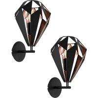 Loops 2 PACK LED Wall Light / Sconce Black & Antique Copper Shade 1x 60W E27 Bulb