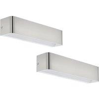 Loops 2 PACK Wall Light Satin Nickel Front Cover Oblong Box Structure LED 12W Inc in Metallics