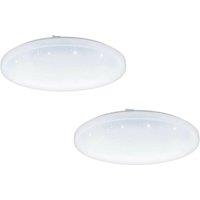 Loops 2 PACK Wall Flush Ceiling Light White Shade White Plastic Crystal Effect LED