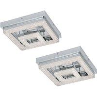 Loops 2 PACK Wall Flush Ceiling Light Chrome Shade Chrome Clear Plastic Crystal LED