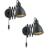 Loops 2 PACK LED Wall Light / Sconce Black & Gold Adjustable Round Shade 1x 28W E27
