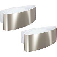 Loops 2 PACK Wall Light Colour White Satin Nickel Shade Transparent Plastic LED 10W in Metallics