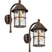 Loops 2 PACK IP23 Outdoor Wall Light Antique Brown Zinc Plated Steel 1x 60W E27 in Metallics