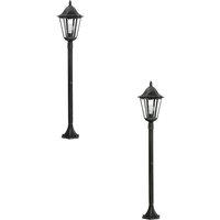 Loops 2 PACK IP44 Outdoor Bollard Light Black & Silver Lantern 1200mm Post 60W E27