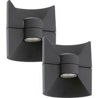 Loops 2 PACK IP44 Outdoor Up & Down Wall Light Anthracite Aluminium 2.5W LED Lamp