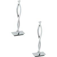 Loops 2 PACK Table Lamp Chrome Shade White Plastic In Line Switch LED 2x5W Included