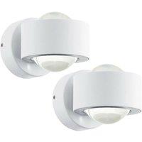 Loops 2 PACK Wall Light Colour White Aluminium Shade Clear Plastic LED 2.5W Included