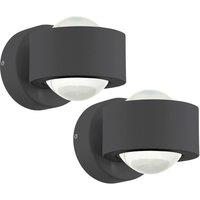 Loops 2 PACK Wall Light Colour Anthracite Shade Clear Plastic LED 2x2.5W Included