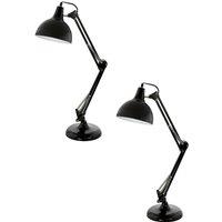 Loops 2 PACK Table Desk Lamp Black Flexible In Line Switch In Ine Switch E27 1x40W
