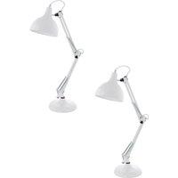 Loops 2 PACK Table Desk Lamp Adjustable Colour White Flexible In Line Switch E27 40W