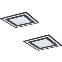 Loops 2 PACK Wall / Ceiling Light Black Modern 450mm Square Slim Panel 24W LED