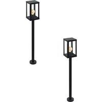 Loops 2 PACK IP44 Outdoor Bollard Light Black Zinc Plated Steel 1x 60W E27 Post