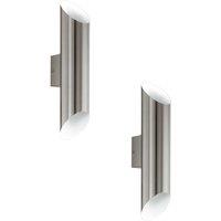 Loops 2 PACK IP44 Outdoor Wall Light Stainless Steel & White 3.7W Built in LED Lamp