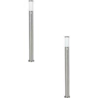 Loops 2 PACK IP44 Outdoor Bollard Light PIR Sensor Stainless Steel 1100mm Lamp Post in Metallics