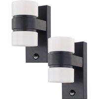 Loops 2 PACK IP44 Outdoor Wall Light & PIR Sensor Anthracite Aluminium 6W LED