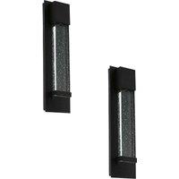 Loops 2 PACK IP44 Outdoor Wall Light Black Bubble Glass 3.3W LED Porch Lamp