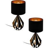 Loops 2 PACK Table Lamp Desk Light Black Shade & Copper Geometric 1x 60W E27