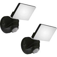 Loops 2 PACK IP44 Outdoor Wall Light & PIR Sensor Black Plastic 13W LED Lamp