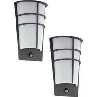 Loops 2 PACK IP44 Outdoor Wall Light & PIR Sensor Anthracite Steel 2.5W LED in Metallics