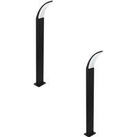 Loops 2 PACK IP44 Outdoor Bollard Light Black Aluminium 11W Built in LED Lamp Post